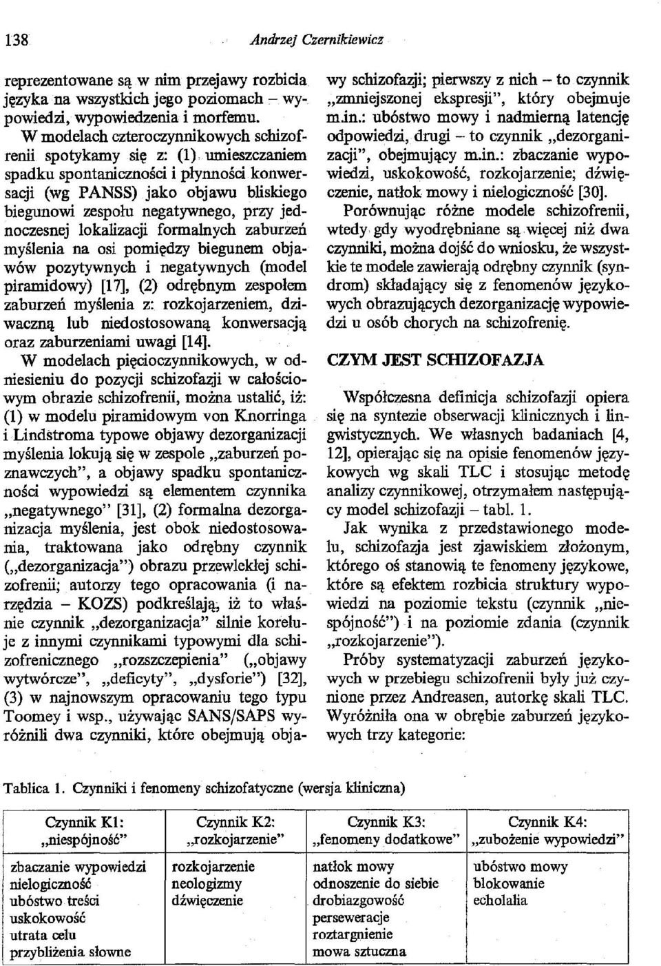 jednoczesnej lokalizacji formalnych zaburzeń myślenia na osi pomiędzy biegunem objawów pozytywnych i negatywnych (model piramidowy) [17], (2) odrębnym zespołem zaburzeń myślenia z: rozkojarzeniem,