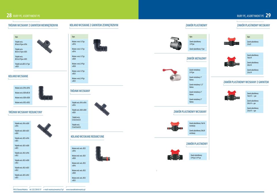 Ø25x3/4 gw x Ø25 Kolano wcis.1/2 gz x Ø20 ZAWÓR METALOWY Zawór plastikowy 16x3/4 Trójnik wcis.ø25 x1 gw x Ø25 Kolano wcis.3/4 gz x Ø20 Zawór plastikowy 20x3/4 KOLANO WCISKANE Kolano wcis.