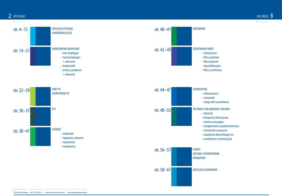 42 43 UZDATNIANIE WODY odżelaziacze filtry piaskowe filtry dyskowe stacja filtracyjna filtry szczelinowe str. 22 29 RURY PE ASORTYMENT PE str.
