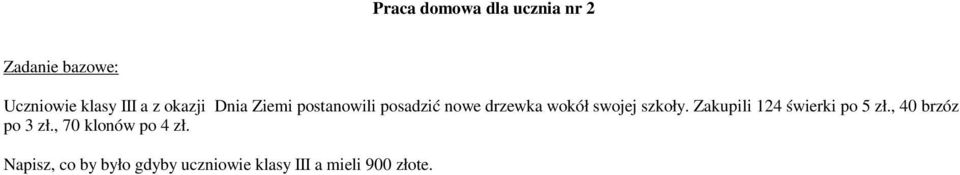 szkoły. Zakupili 124 świerki po 5 zł., 40 brzóz po 3 zł.