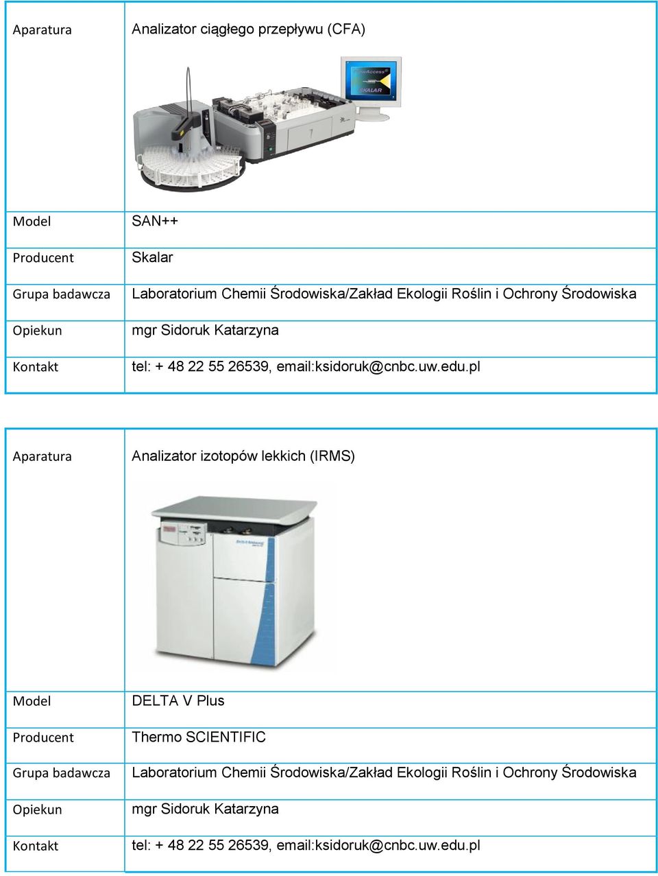 pl Analizator izotopów lekkich (IRMS) DELTA V Plus Thermo SCIENTIFIC Laboratorium Chemii