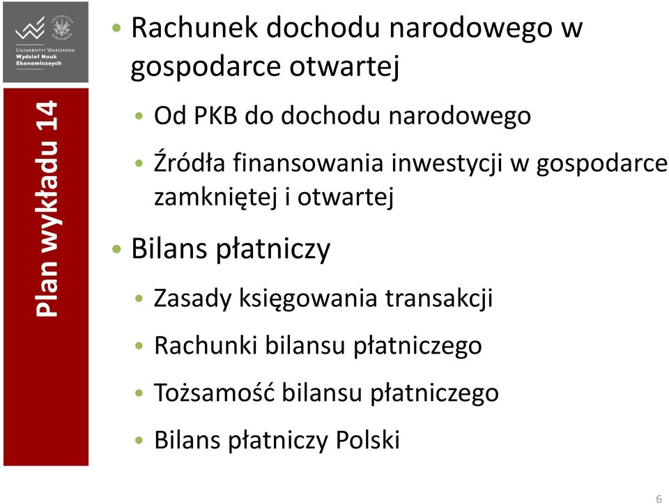 zamkniętej i otwartej Bilans płatniczy Zasady księgowania transakcji