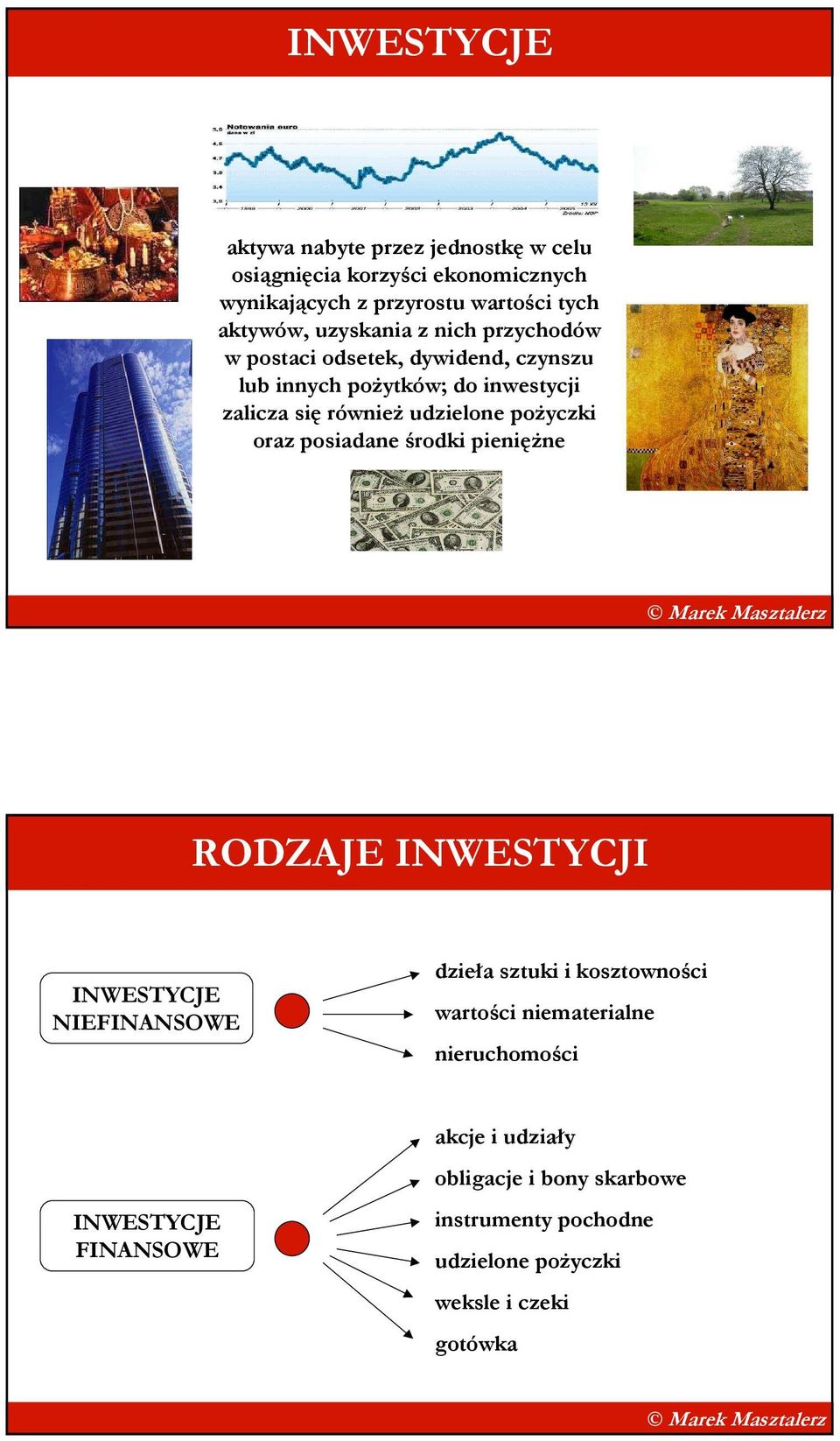 poŝyczki oraz posiadane środki pienięŝne RODZAJE INWESTYCJI INWESTYCJE NIEFINANSOWE dzieła sztuki i kosztowności wartości