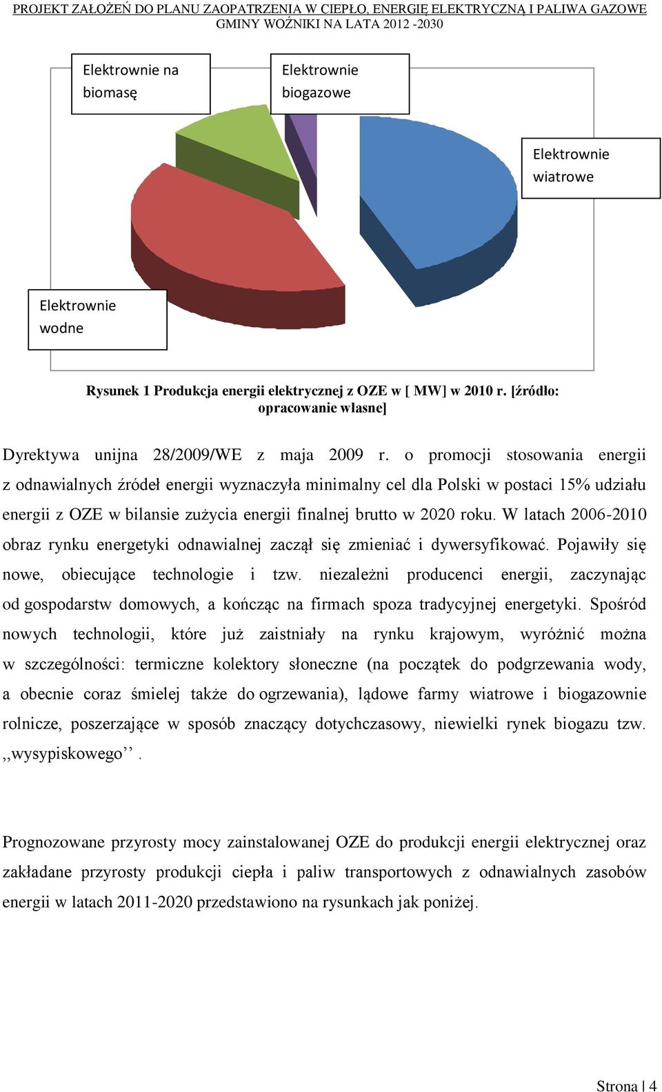 o promocji stosowania energii z odnawialnych źródeł energii wyznaczyła minimalny cel dla Polski w postaci 15% udziału energii z OZE w bilansie zużycia energii finalnej brutto w 2020 roku.