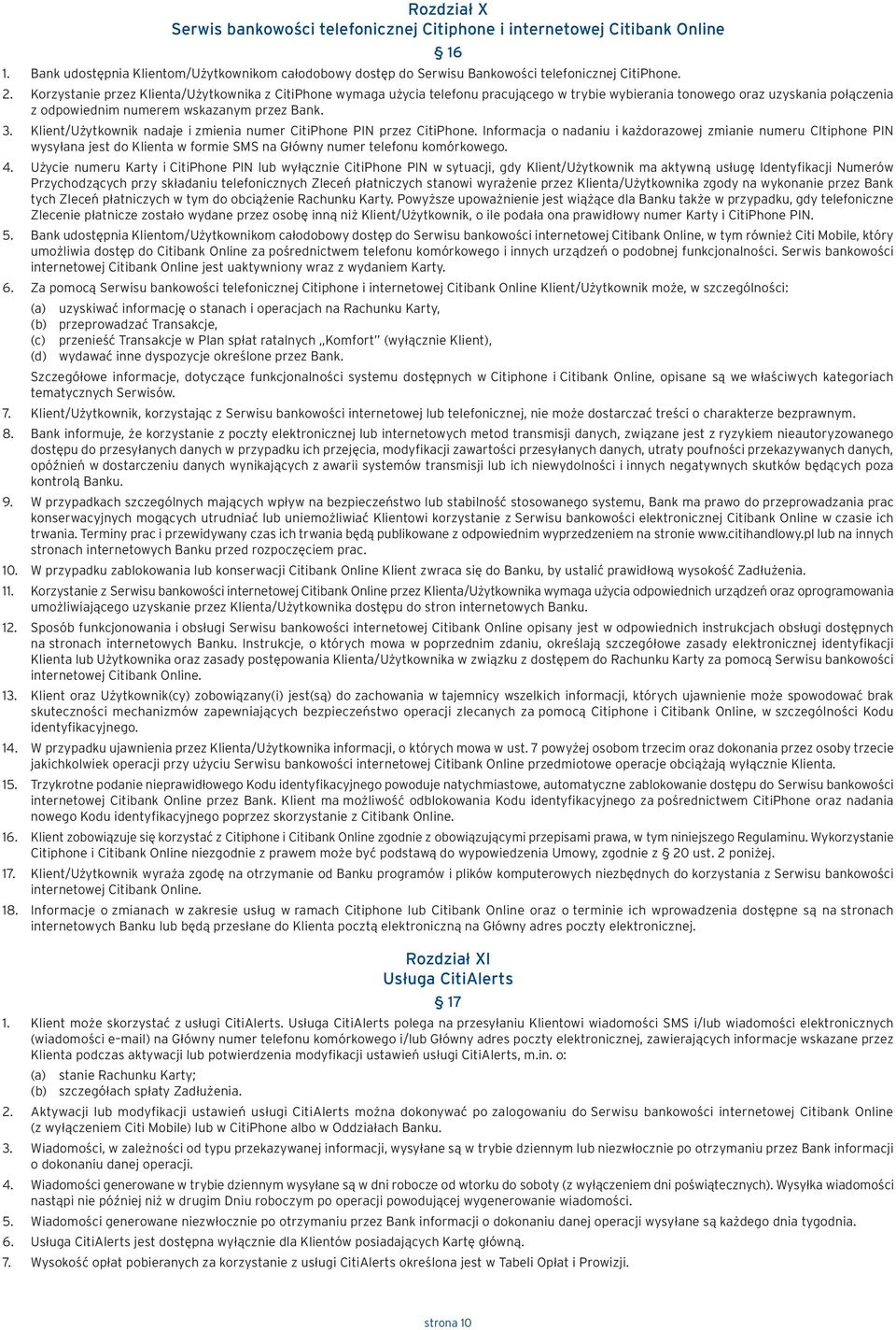 Klient/Użytkownik nadaje i zmienia numer CitiPhone PIN przez CitiPhone.