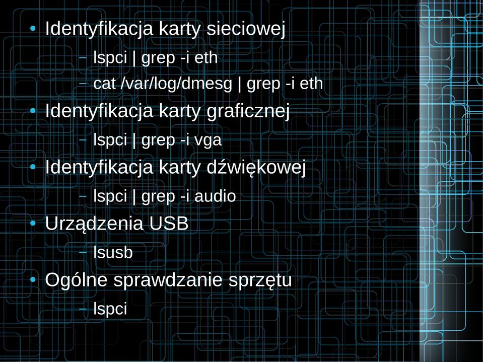 lspci grep -i vga Identyfikacja karty dźwiękowej lspci