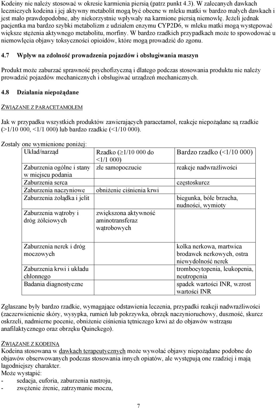 niemowlę. Jeżeli jednak pacjentka ma bardzo szybki metabolizm z udziałem enzymu CYP2D6, w mleku matki mogą występować większe stężenia aktywnego metabolitu, morfiny.