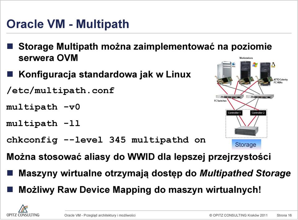 conf multipath -v0 multipath -ll chkconfig --level 345 multipathd on Storage Można stosować aliasy do
