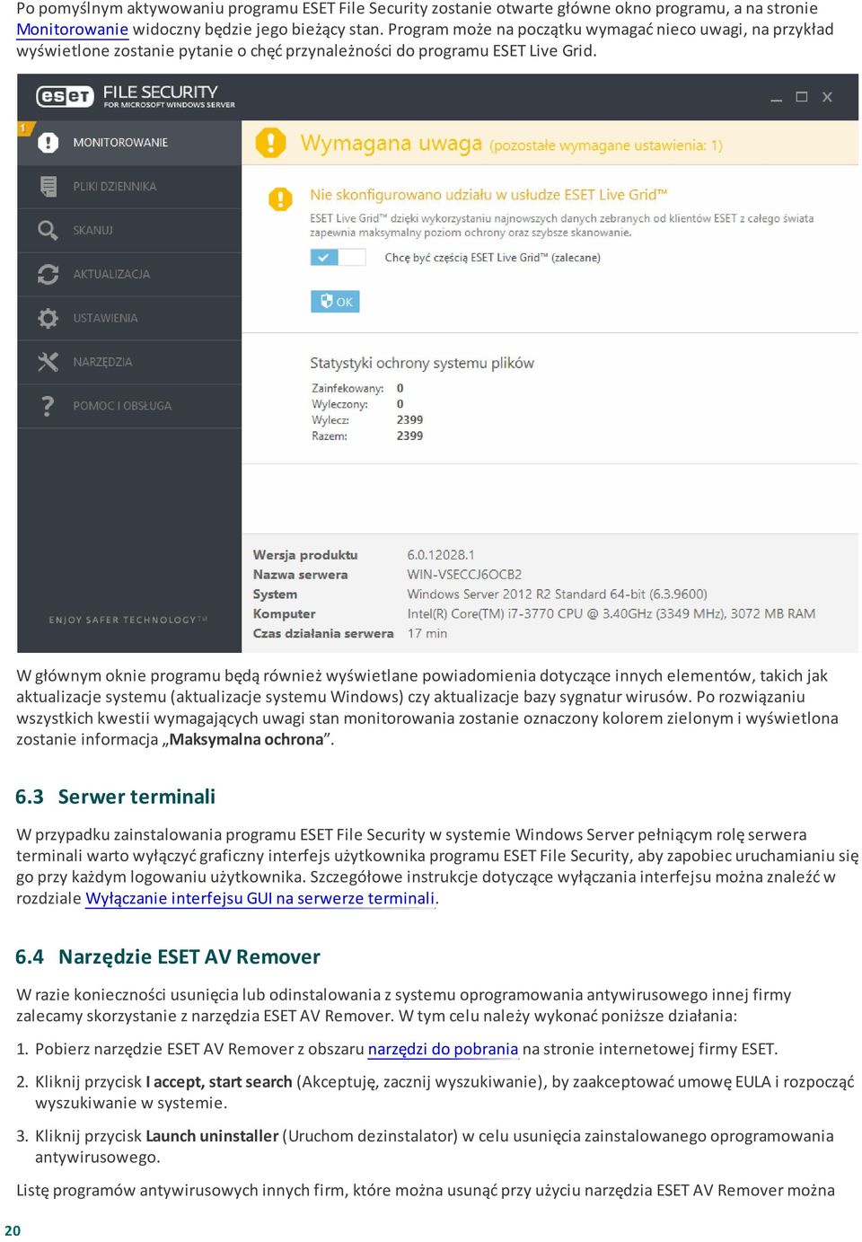 W głównym oknie programu będą również wyświetlane powiadomienia dotyczące innych elementów, takich jak aktualizacje systemu (aktualizacje systemu Windows) czy aktualizacje bazy sygnatur wirusów.