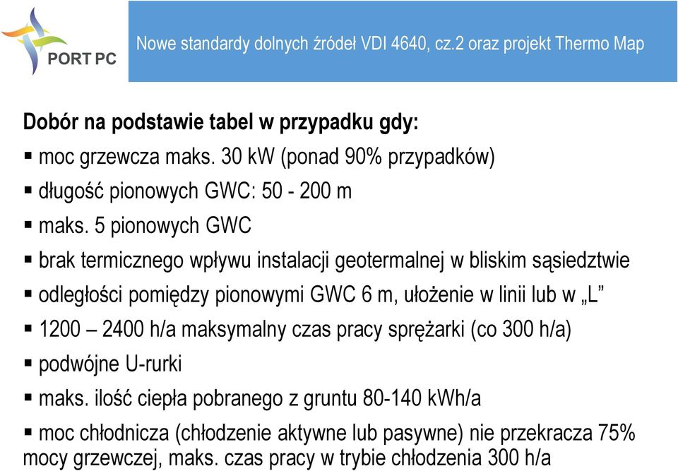 ułożenie w linii lub w L 1200 2400 h/a maksymalny czas pracy sprężarki (co 300 h/a) podwójne U-rurki maks.