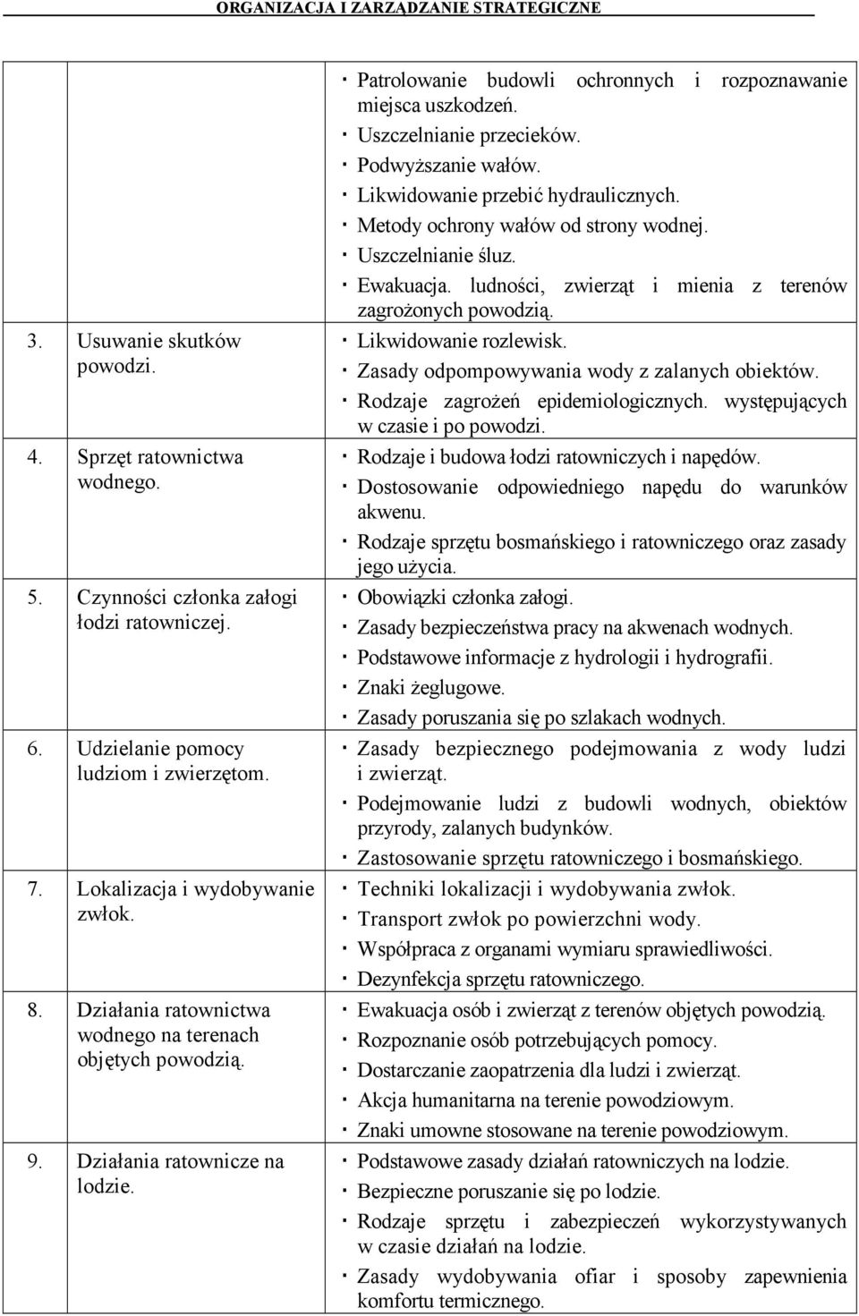 Podwyższanie wałów. Likwidowanie przebić hydraulicznych. Metody ochrony wałów od strony wodnej. Uszczelnianie śluz. Ewakuacja. ludności, zwierząt i mienia z terenów zagrożonych powodzią.