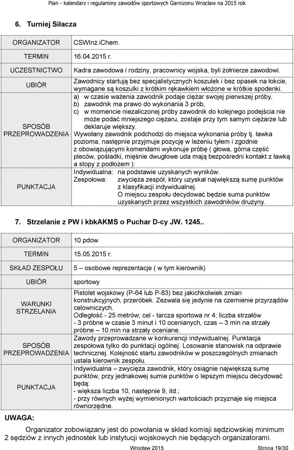 a) w czasie ważenia zawodnik podaje ciężar swojej pierwszej próby, b) zawodnik ma prawo do wykonania 3 prób, c) w momencie niezaliczonej próby zawodnik do kolejnego podejścia nie może podać