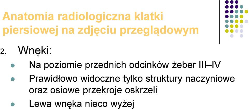 Wnęki: Na poziomie przednich odcinków żeber III IV