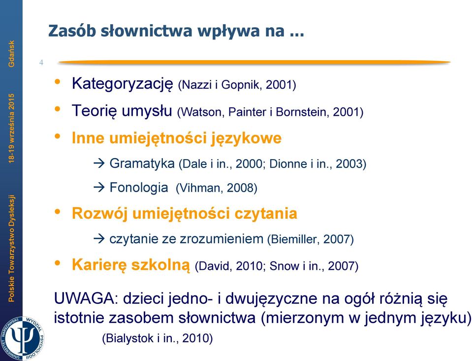 Gramatyka (Dale i in., 2000; Dionne i in.