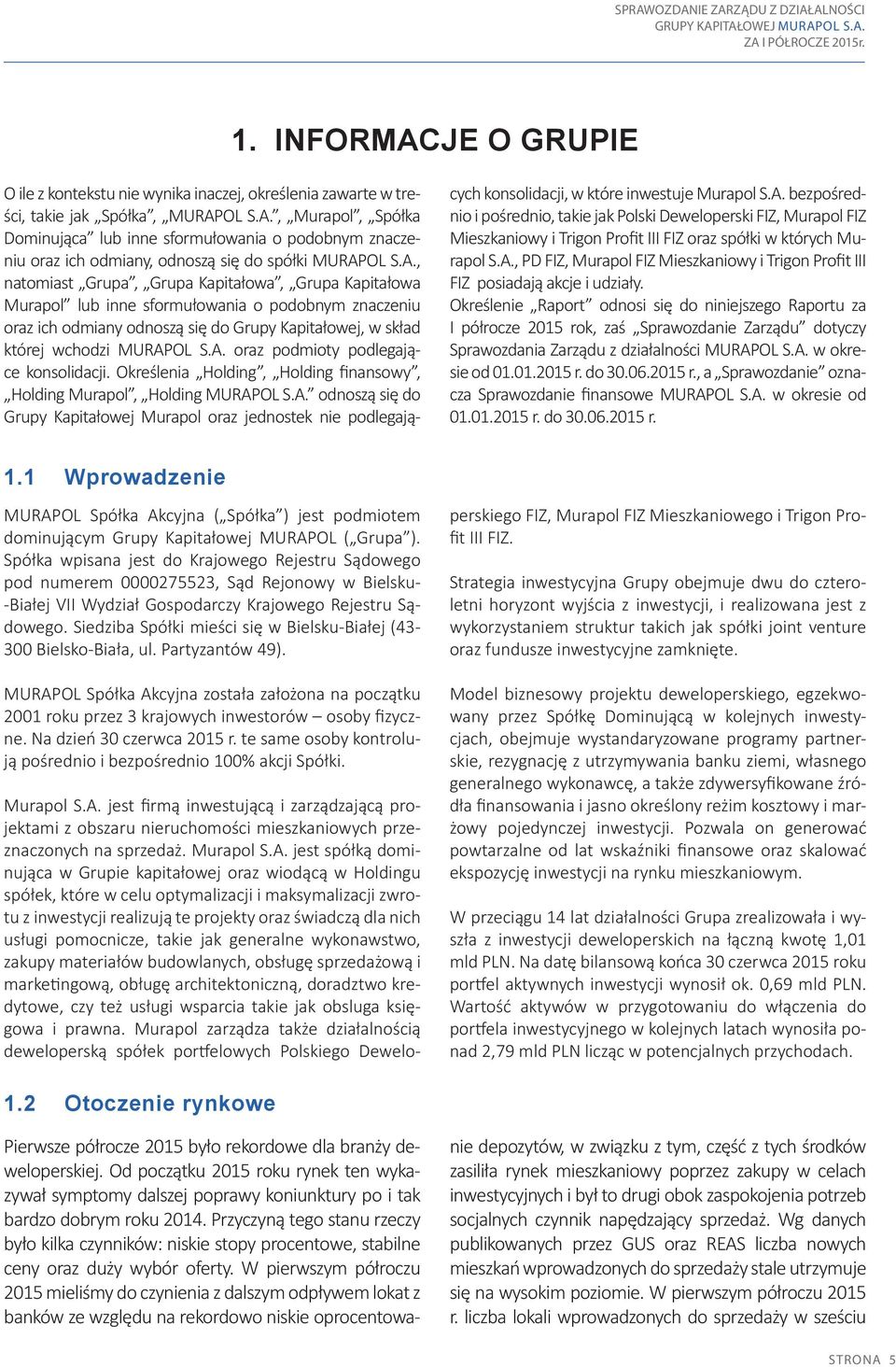 Określenia Holding, Holding finansowy, Holding Murapol, Holding MURAP