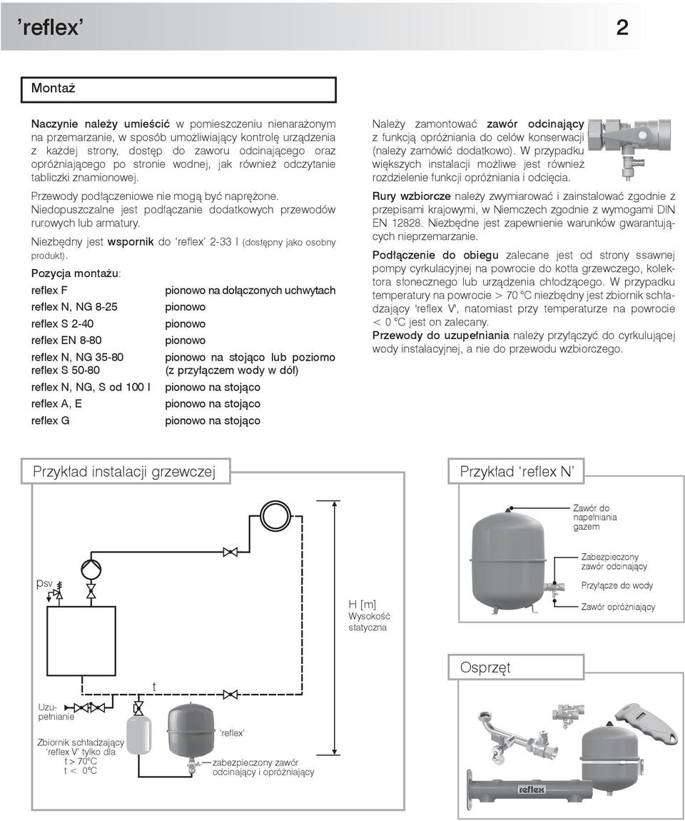 Niezbędny jest wspornik do reflex -33 l (dostępny jako osobny produkt).