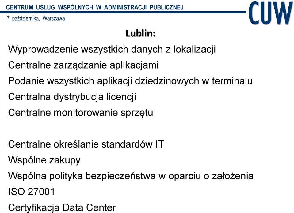 dystrybucja licencji Centralne monitorowanie sprzętu Centralne określanie standardów