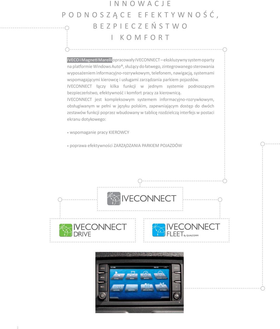 IVECONNECT łączy kilka funkcji w jednym systemie podnoszącym bezpieczeństwo, efektywność i komfort pracy za kierownicą.