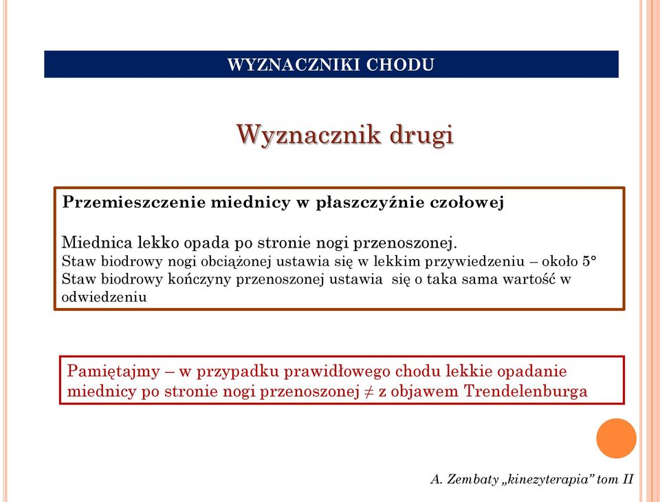 Staw biodrowy nogi obciążonej ustawia się w lekkim przywiedzeniu około 5 Staw biodrowy kończyny przenoszonej