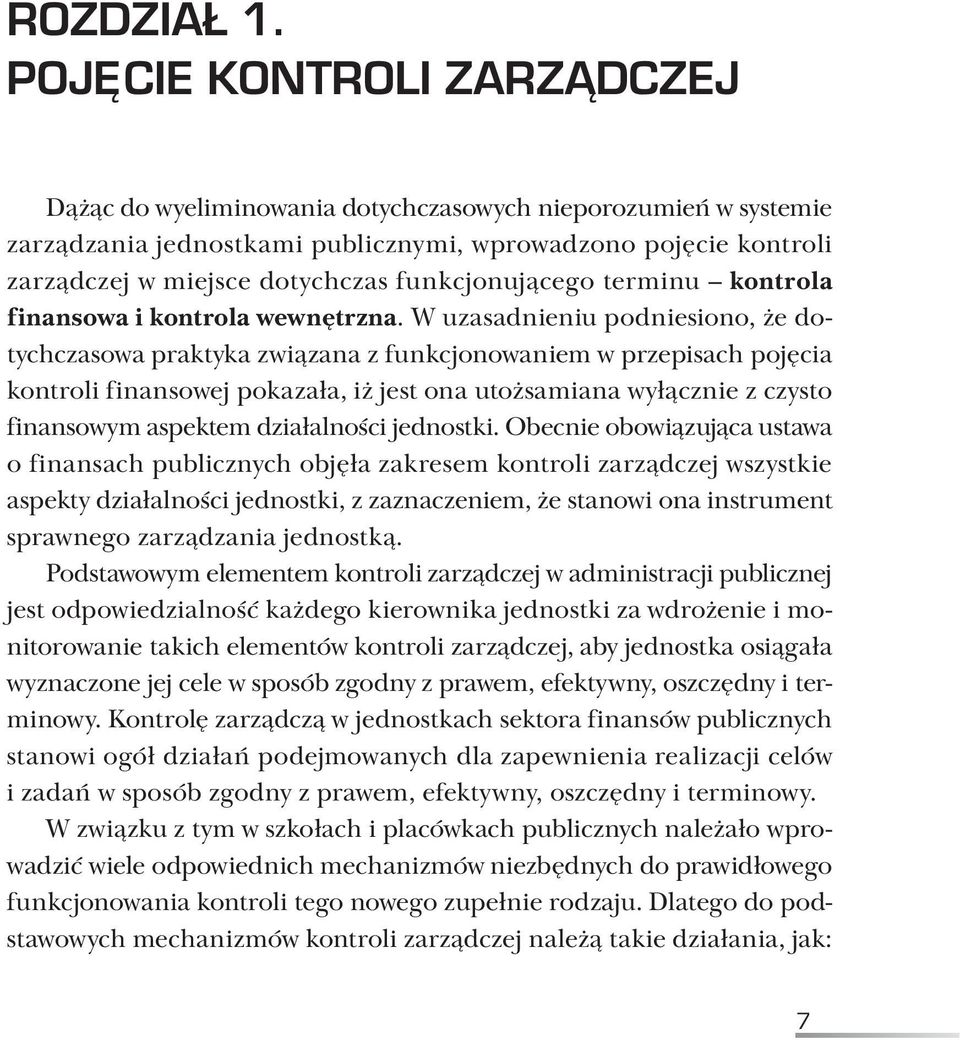 funkcjonującego terminu kontrola finansowa i kontrola wewnętrzna.