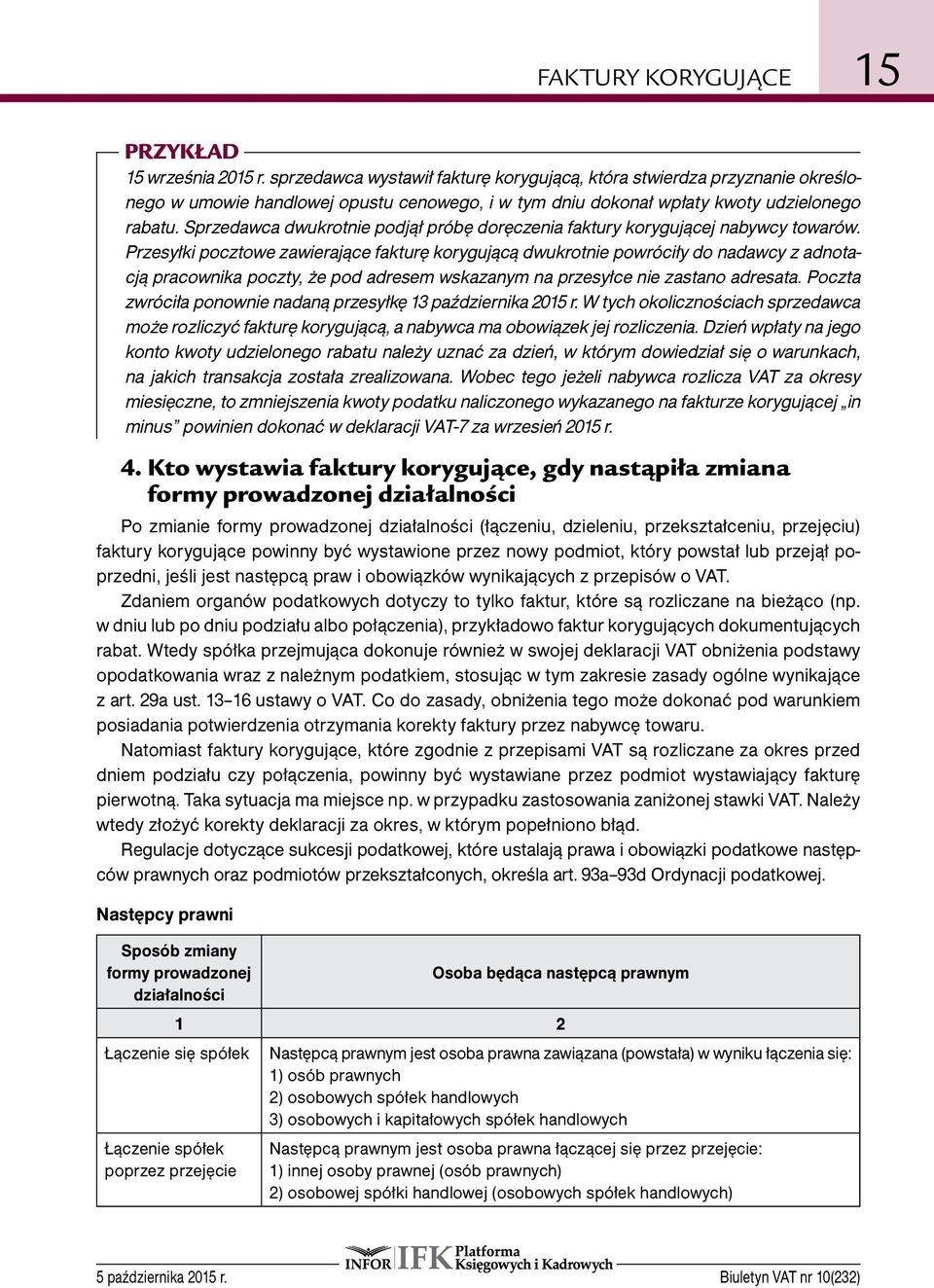 Sprzedawca dwukrotnie podjął próbę doręczenia faktury korygującej nabywcy towarów.