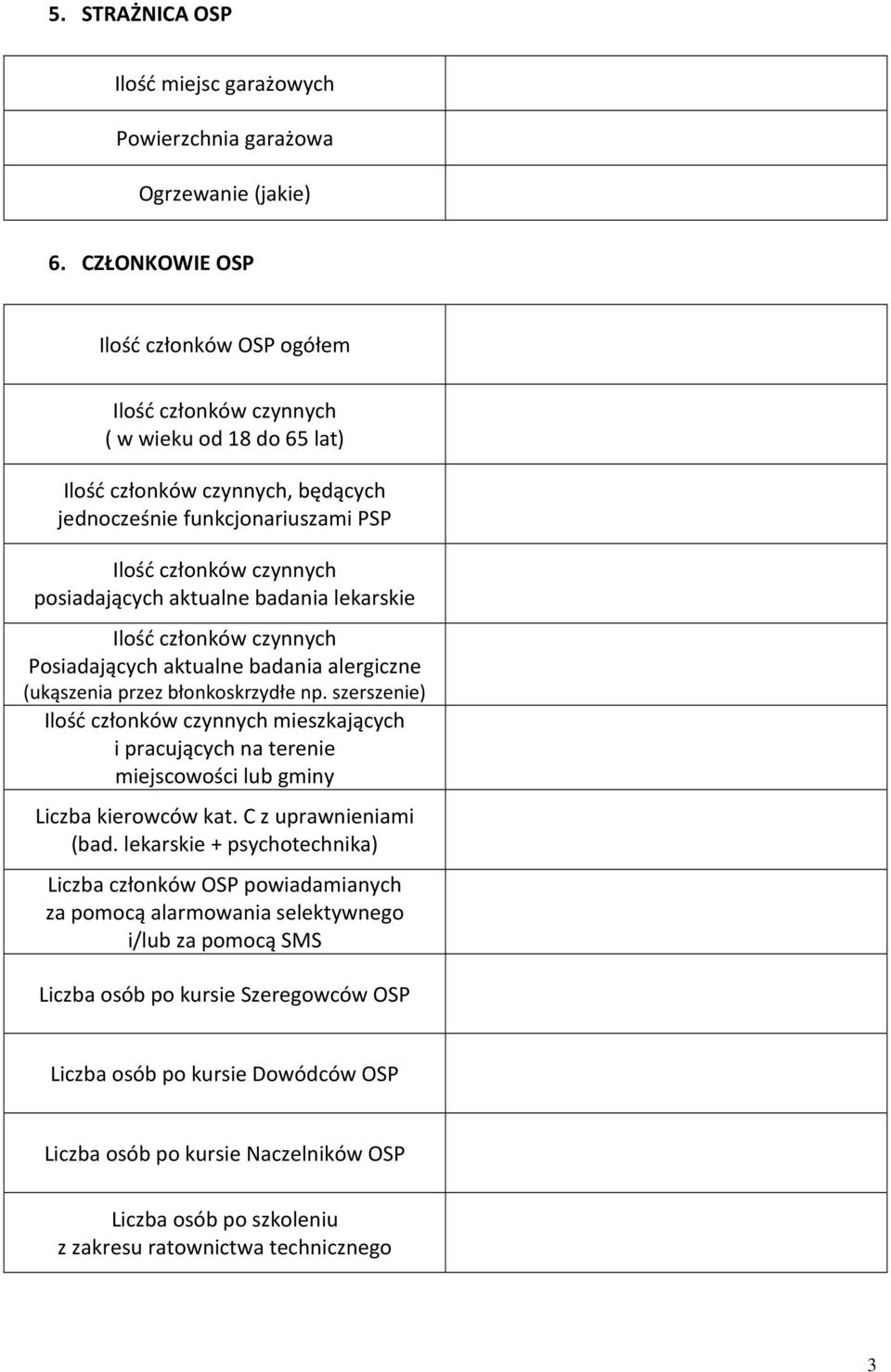 aktualne badania lekarskie Ilość członków czynnych Posiadających aktualne badania alergiczne (ukąszenia przez błonkoskrzydłe np.