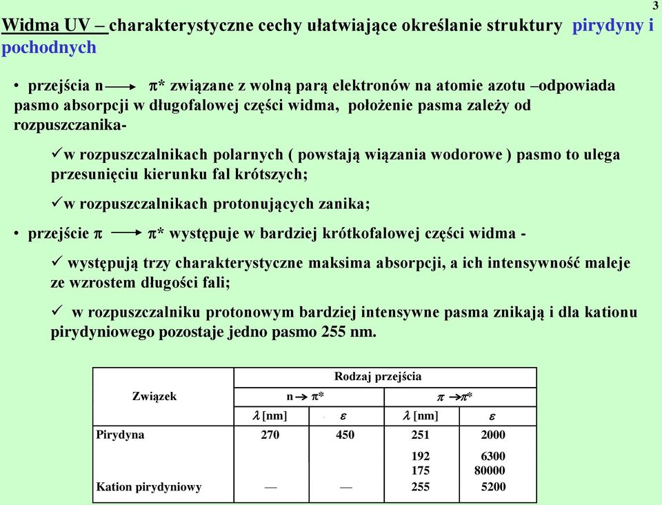 zanika; przejście p p* występuje w bardziej krótkofalowej części widma - występują trzy charakterystyczne maksima absorpcji, a ich intensywność maleje ze wzrostem długości fali; w rozpuszczalniku