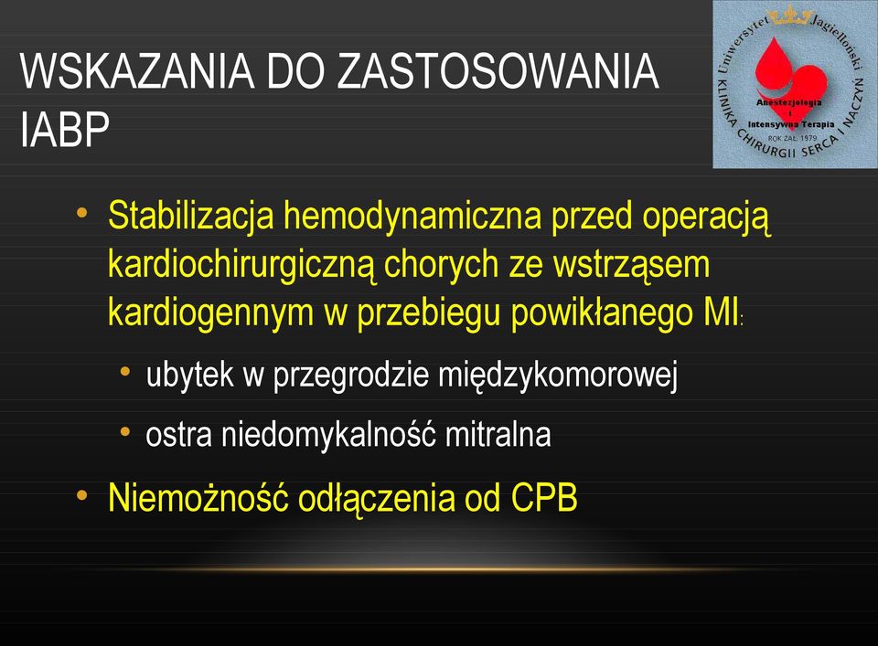 kardiogennym w przebiegu powikłanego MI: ubytek w przegrodzie