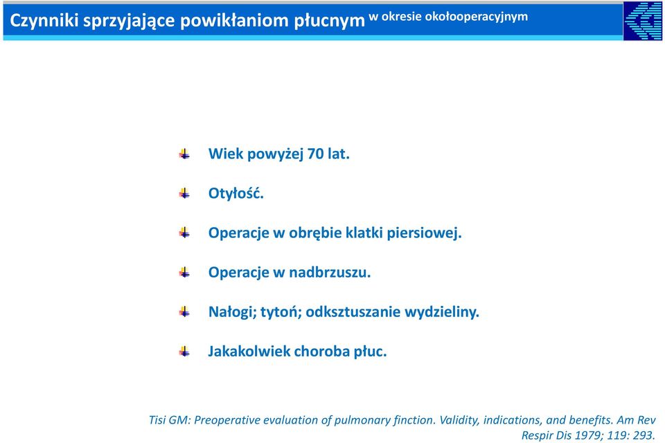 Nałogi; tytoń; odksztuszanie wydzieliny. Jakakolwiek choroba płuc.