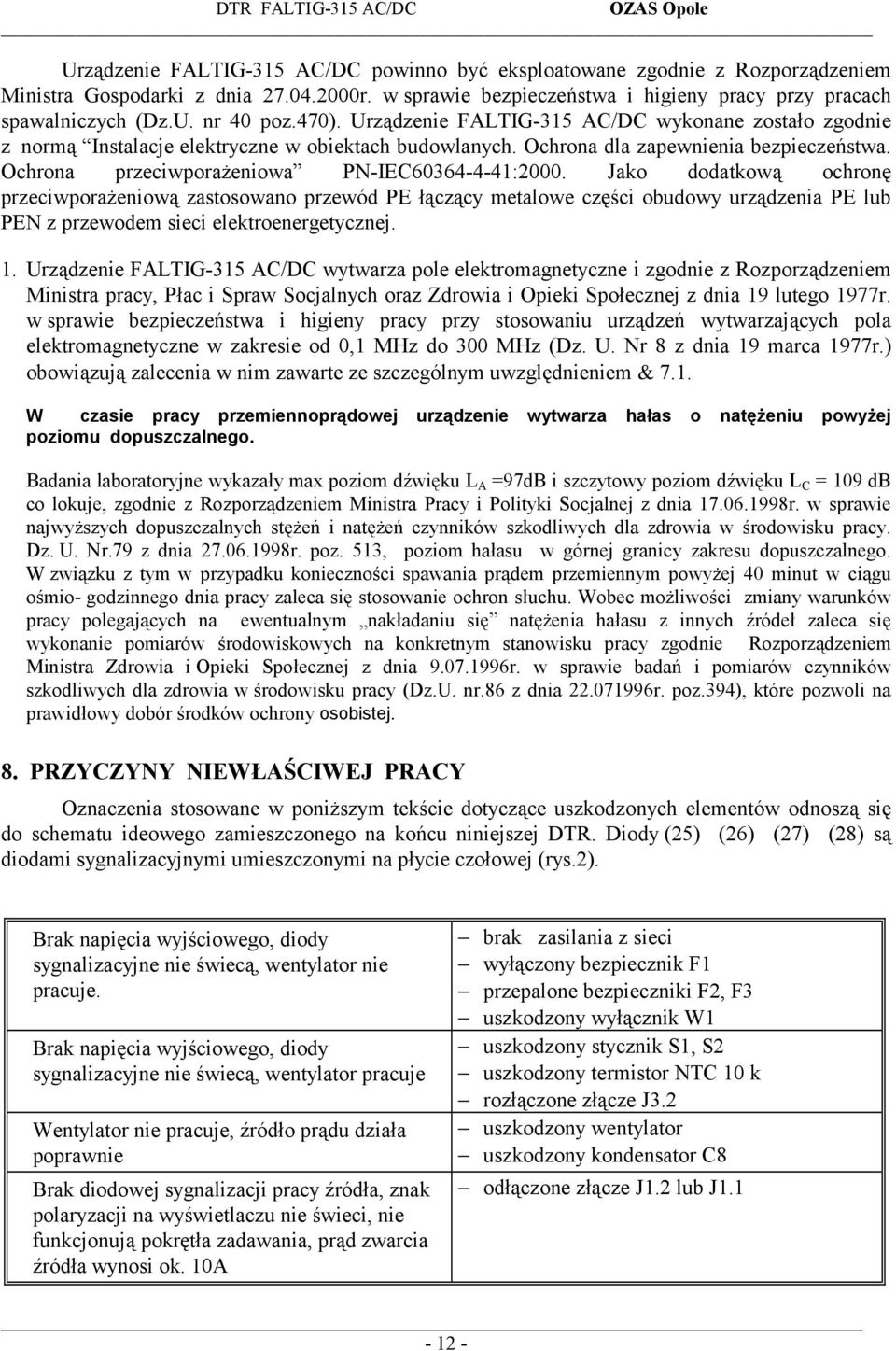 Ochrona przeciwporażeniowa PN-IEC60364-4-41:2000.