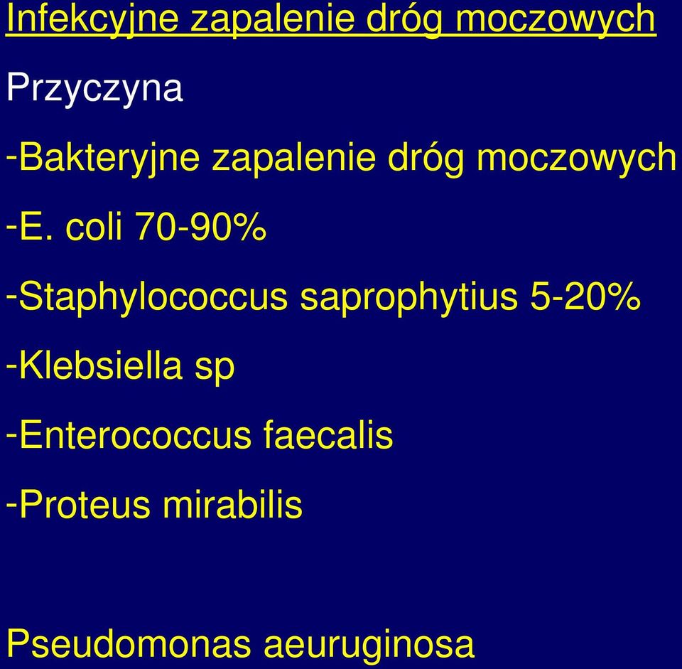 coli 70 90% -Staphylococcus saprophytius 5 20%