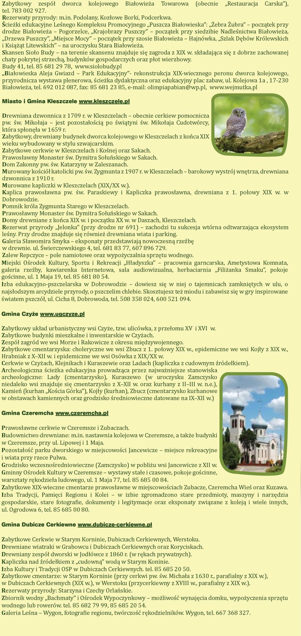 Drzewa Puszczy, Miejsce Mocy początek przy szosie Białowieża Hajnówka, Szlak Dębów Królewskich i Książąt Litewskich na uroczysku Stara Białowieża.