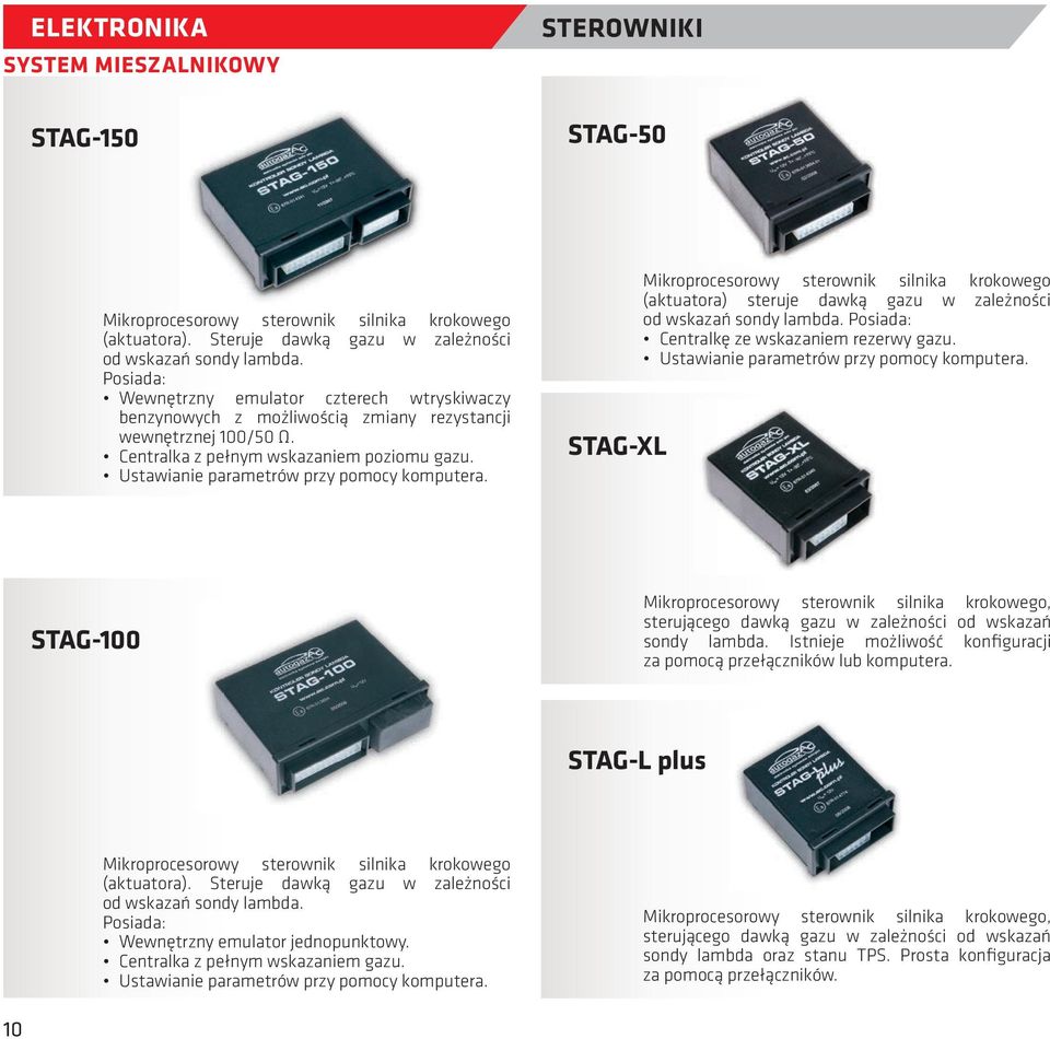 Ustawianie parametrów przy pomocy komputera. STAG-XL Mikroprocesorowy sterownik silnika krokowego (aktuatora) steruje dawką gazu w zależności od wskazań sondy lambda.