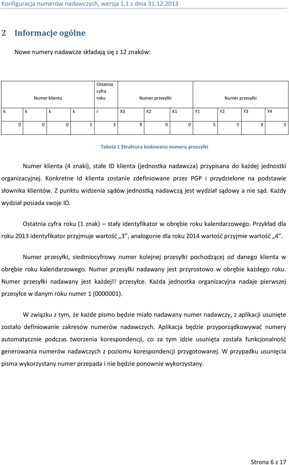 Konkretne Id klienta zostanie zdefiniowane przez PGP i przydzielone na podstawie słownika klientów. Z punktu widzenia sądów jednostką nadawczą jest wydział sądowy a nie sąd.