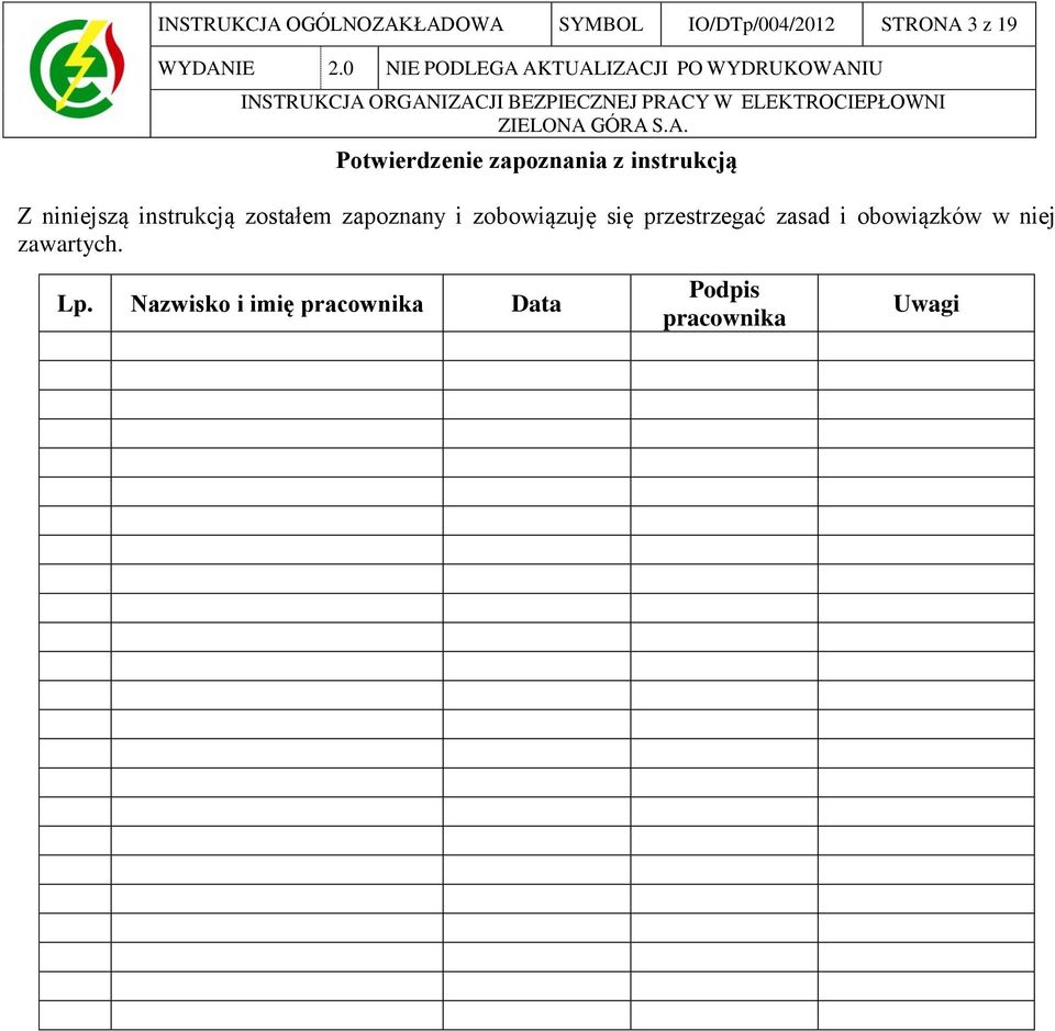 ELEKTROCIEPŁOWNI ZIELONA 