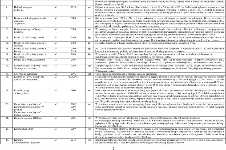 Bezpieczne siedzenie wykonane z metalu i gumy, 4. Całość konstrukcji ocynkowana metodą ogniową oraz lakierowana farbą akrylową na kolory pastelowe.4 opony samochodowe w ziemi.