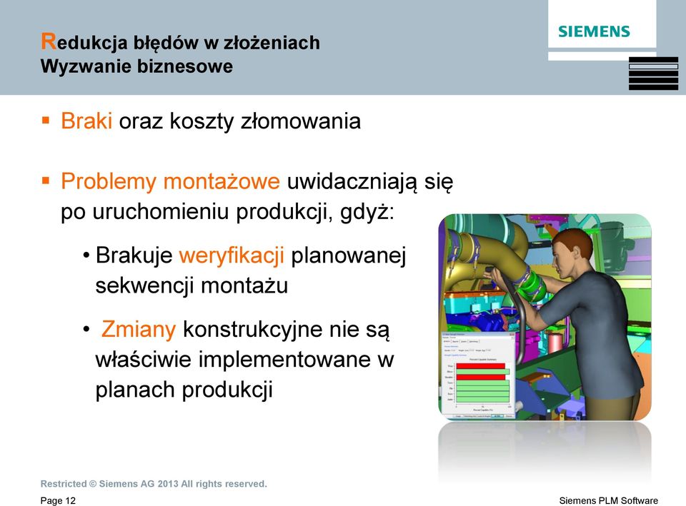 produkcji, gdyż: Brakuje weryfikacji planowanej sekwencji montażu
