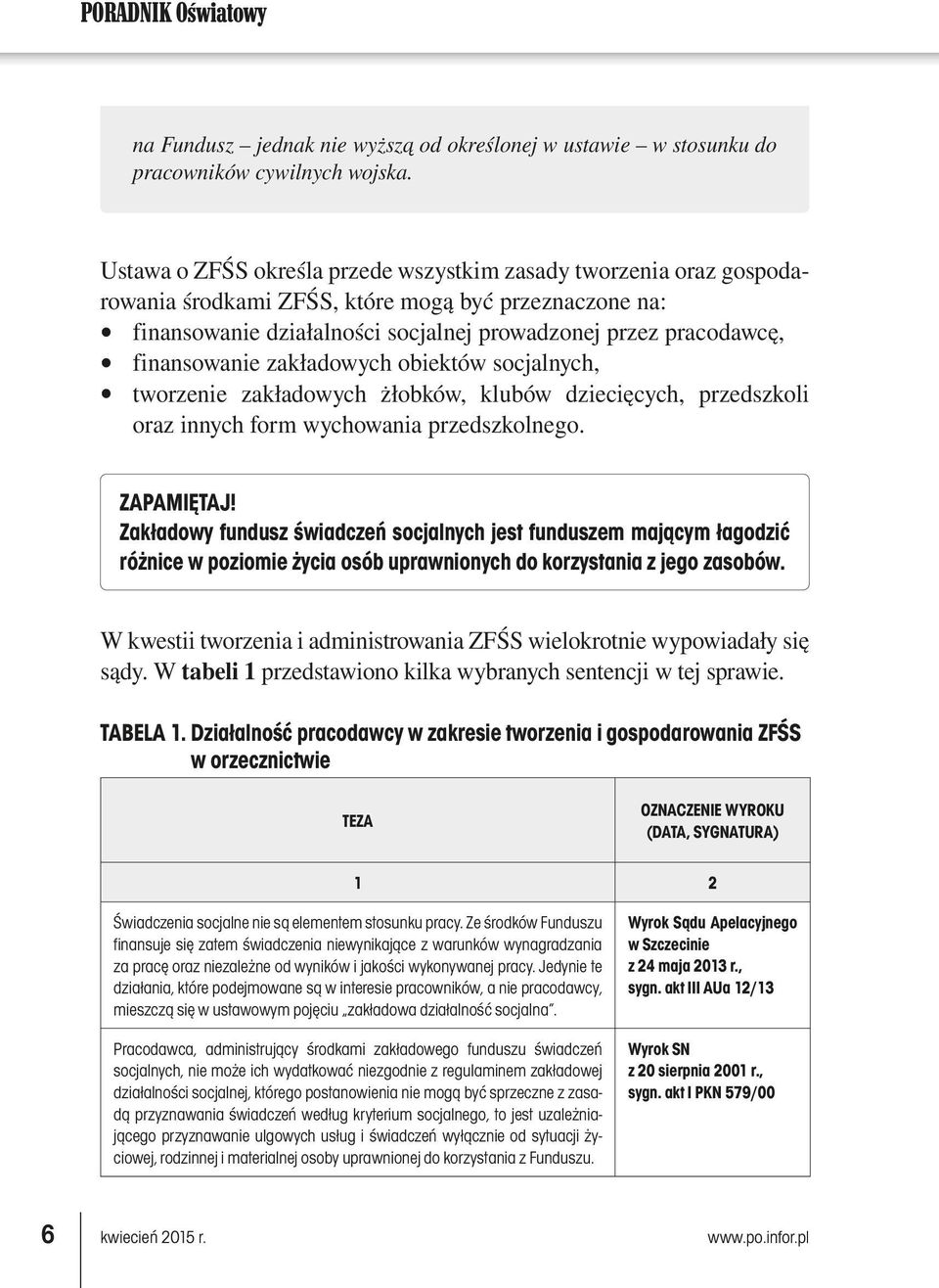 finansowanie zakładowych obiektów socjalnych, z tworzenie zakładowych żłobków, klubów dziecięcych, przedszkoli oraz innych form wychowania przedszkolnego. Zapamiętaj!