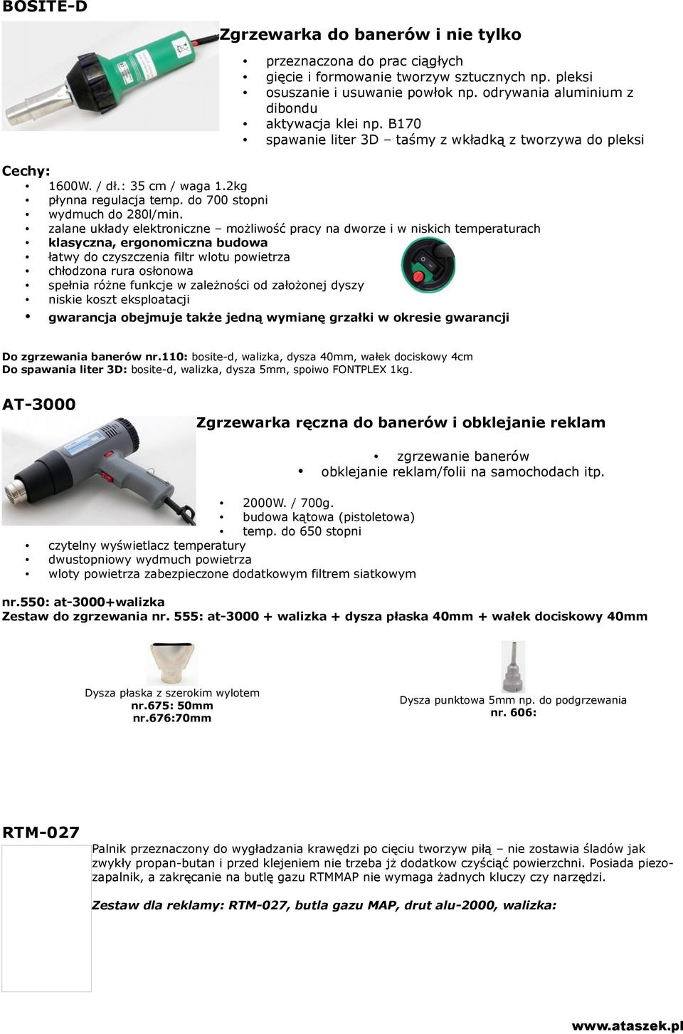 do 700 stopni wydmuch do 280l/min.