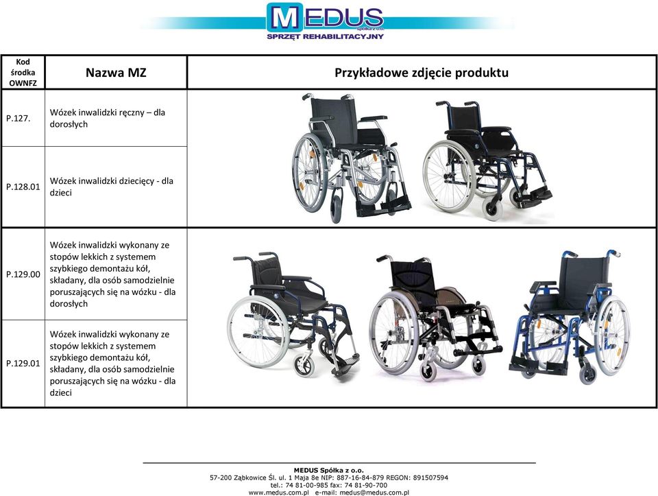 samodzielnie poruszających się na wózku - dla dorosłych P.129.