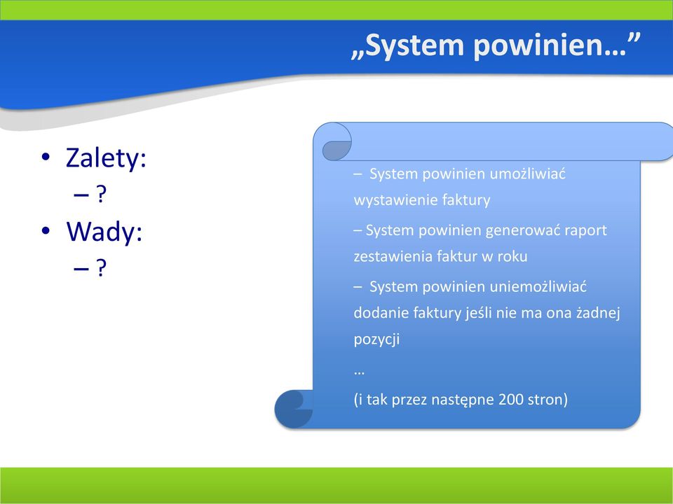 powinien generować raport zestawienia faktur w roku System