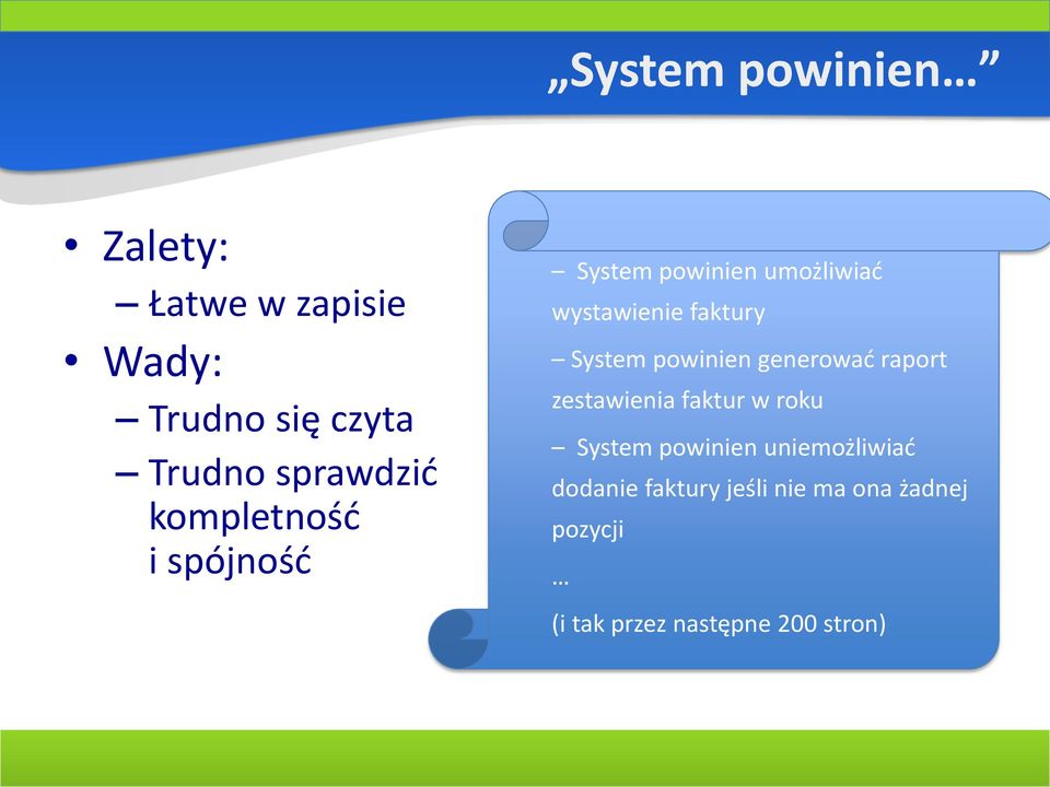 powinien generować raport zestawienia faktur w roku System powinien