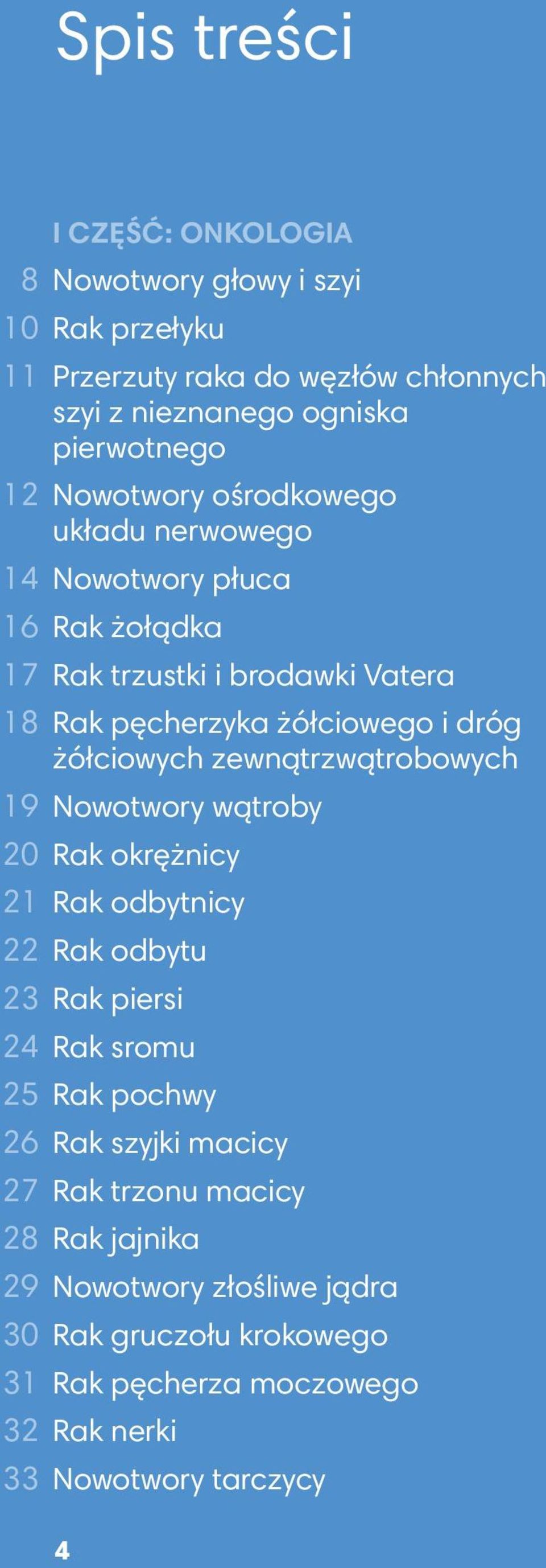 żółciowych zewnątrzwątrobowych 19 Nowotwory wątroby 20 Rak okrężnicy 21 Rak odbytnicy 22 Rak odbytu 23 Rak piersi 24 Rak sromu 25 Rak pochwy 26 Rak