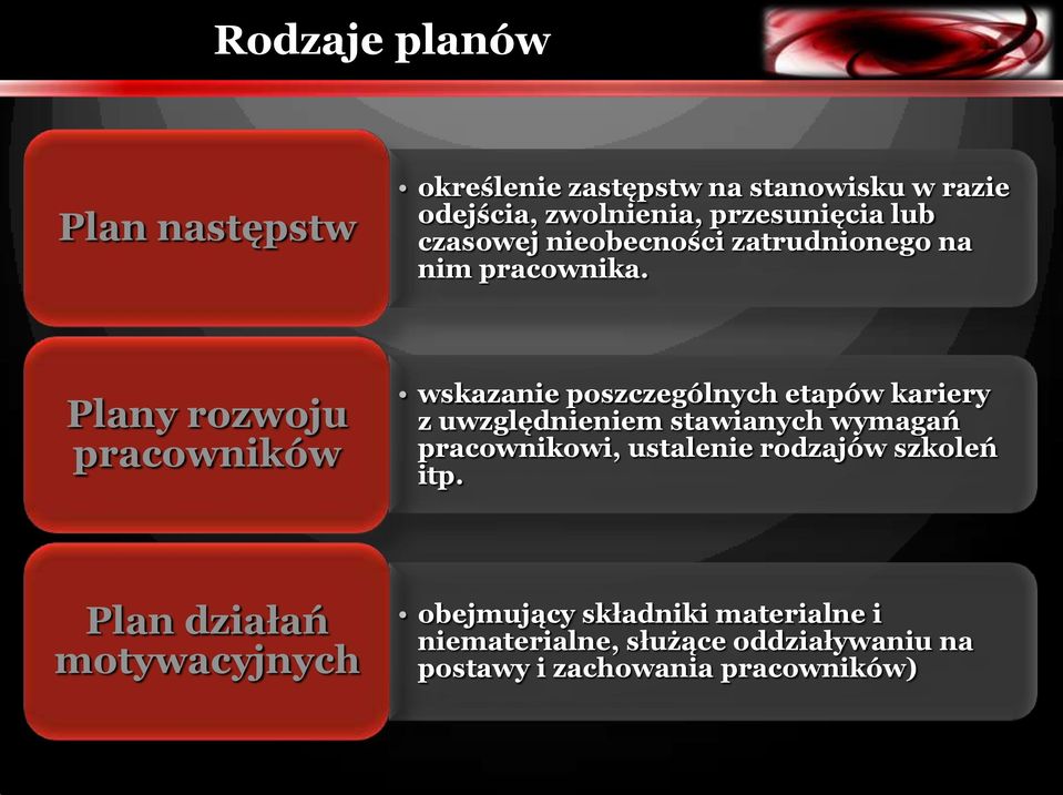 Plany rozwoju pracowników wskazanie poszczególnych etapów kariery z uwzględnieniem stawianych wymagań