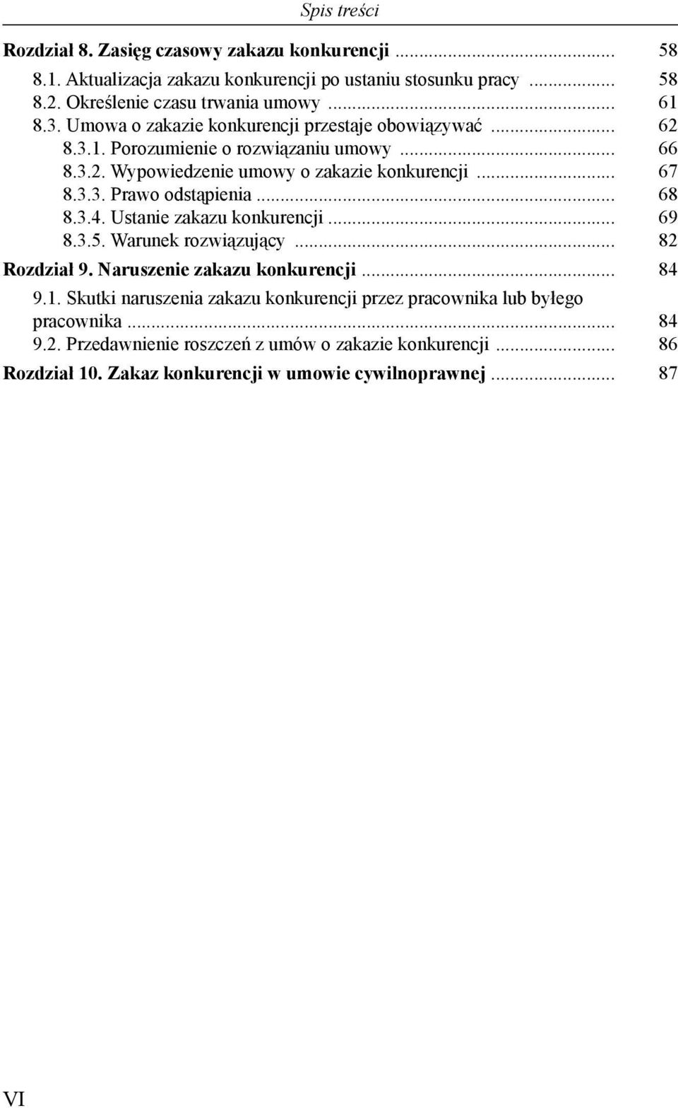 .. 68 8.3.4. Ustanie zakazu konkurencji... 69 8.3.5. Warunek rozwiązujący... 82 Rozdział 9. Naruszenie zakazu konkurencji... 84 9.1.