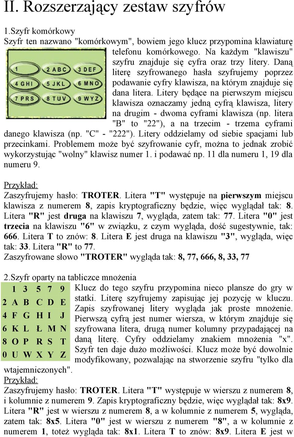 Litery będące na pierwszym miejscu klawisza oznaczamy jedną cyfrą klawisza, litery na drugim - dwoma cyframi klawisza (np. litera "B" to "22"), a na trzecim - trzema cyframi danego klawisza (np.