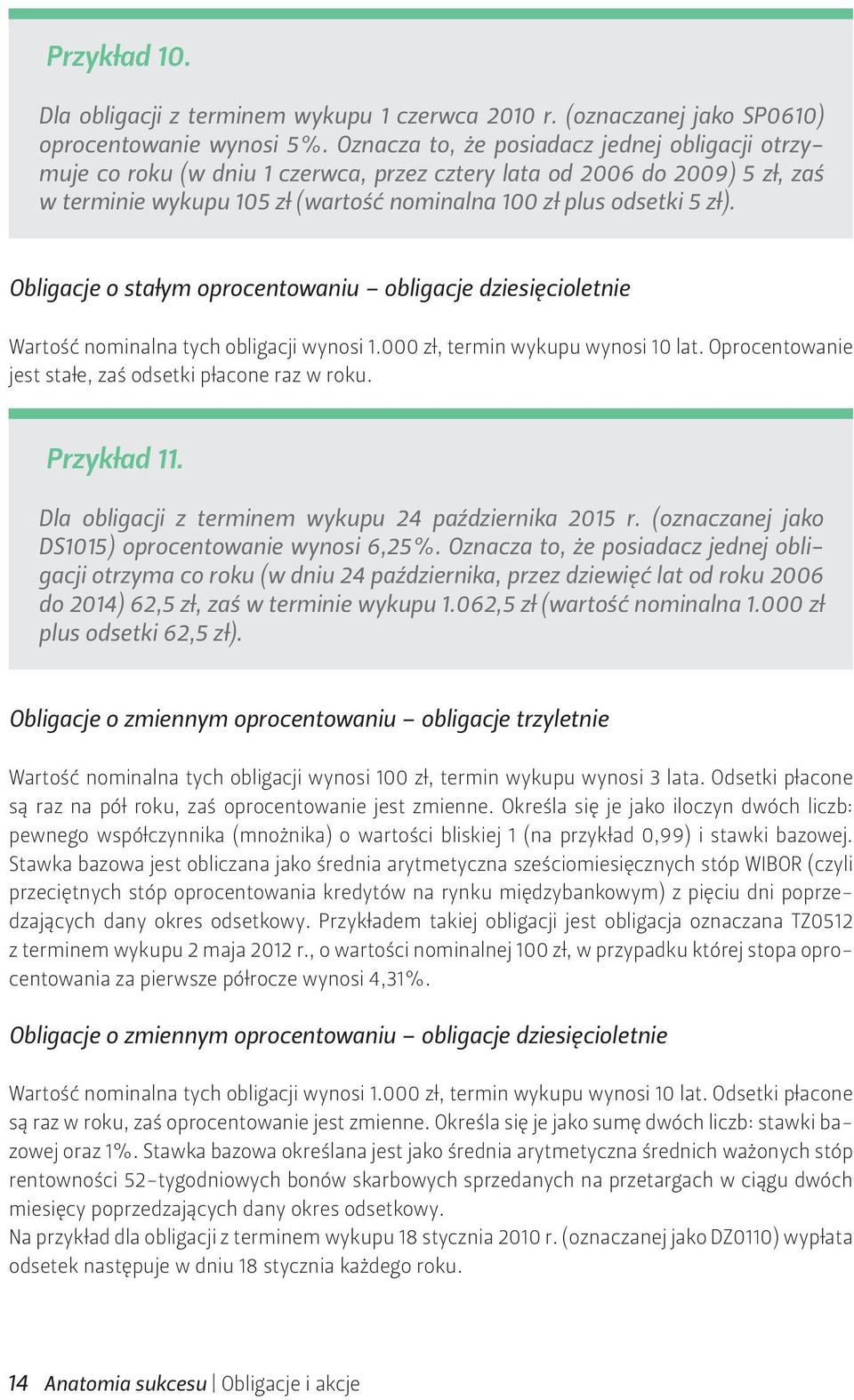 Obligacje o stałym oprocentowaniu obligacje dziesięcioletnie Wartość nominalna tych obligacji wynosi 1.000 zł, termin wykupu wynosi 10 lat. Oprocentowanie jest stałe, zaś odsetki płacone raz w roku.