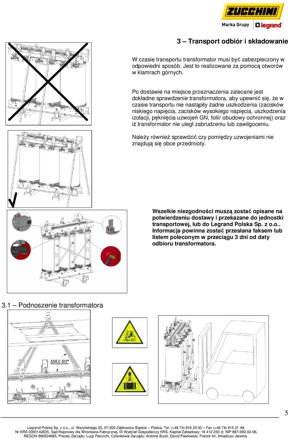 wysokiego napięcia, uszkodzenia izolacji, pęknięcia uzwojeń GN, folii/ obudowy ochronnej) oraz iż transformator nie uległ zabrudzeniu lub zawilgoceniu.