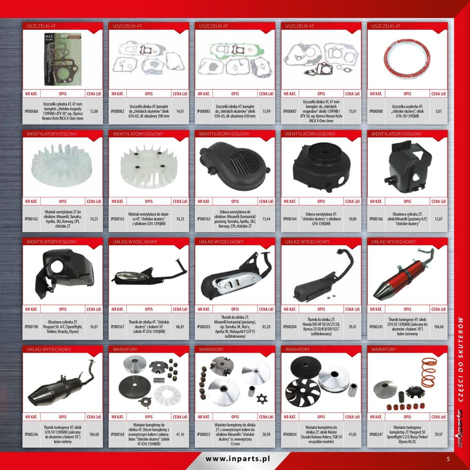 obudowy 430 mm 13,99 IP000087 Uszczelki silnika 4T, 47 mm komplet: do chińskich mopedów silniki 139FMB i ATV 50, np.