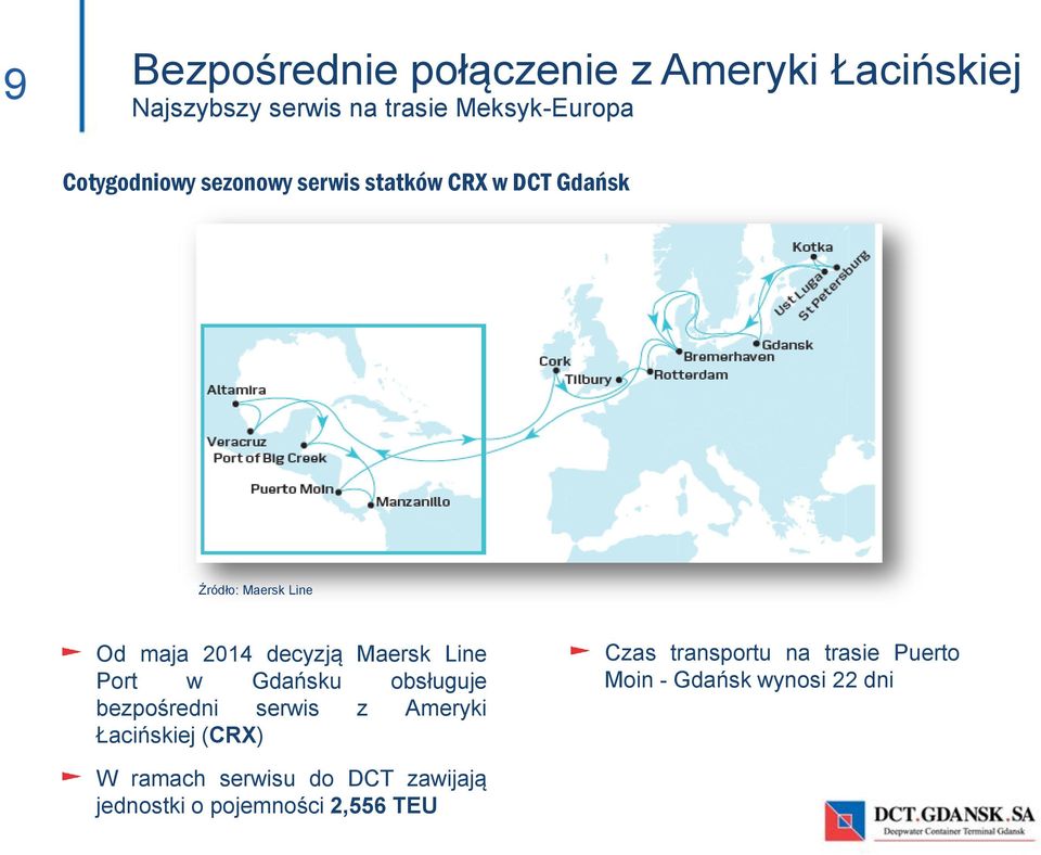 Maersk Line Port w Gdańsku obsługuje bezpośredni serwis z Ameryki Łacińskiej (CRX) Czas transportu